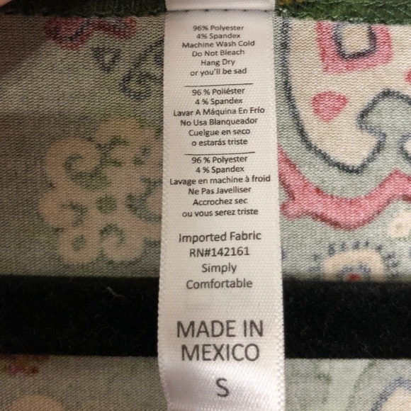 New - LULAROE Classic T Green, Yellow & Red olive green background - Size Small - Picture 4 of 5